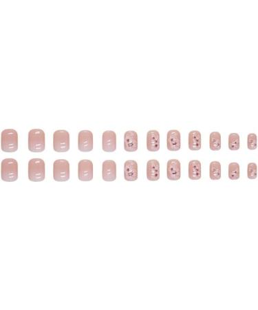 SINLOV Short French Flower Fake Nails Pink Nude Square GradientbFalse Nails Glossy Press on Nails Ballerina Acrylic Full Cover Fake Nails for Women and Girls - Buy Online on GoSupps.com