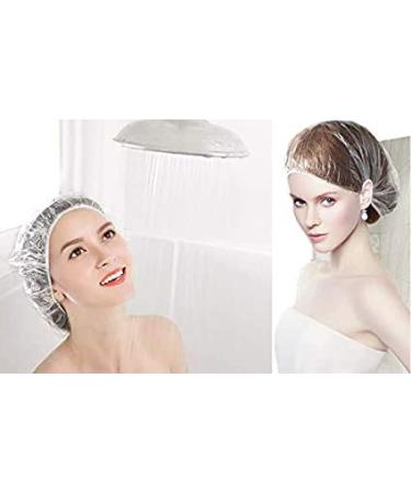 200PCS Disposable Clear Waterproof Shower Caps for Women - Ideal for Spa, Home, Hotel, Salon & Travel - Buy Online on GoSupps.com