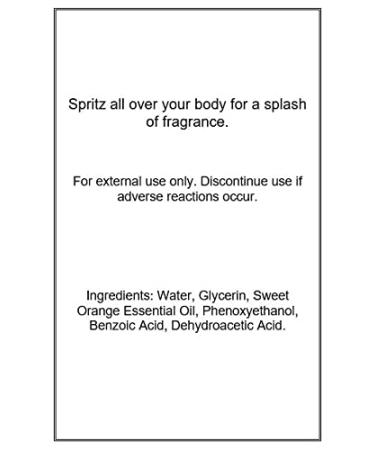 Sweet Orange Essential Oil Body Spray 2 ounces Body Mist for Women with Clean Light & Gentle Fragrance Long Lasting Perfume with Comforting Scent for Men & Women Cologne with Soft Subtle Aroma Regular Strength 2 Fluid Ounces - Buy Online on GoSupps.com