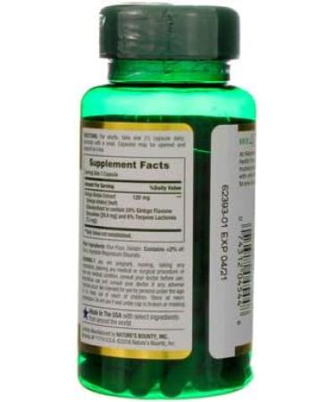 Nature's Bounty Ginkgo Biloba 120 mg Double Strength - 100 Capsules Pack of 2 - Buy Online on GoSupps.com