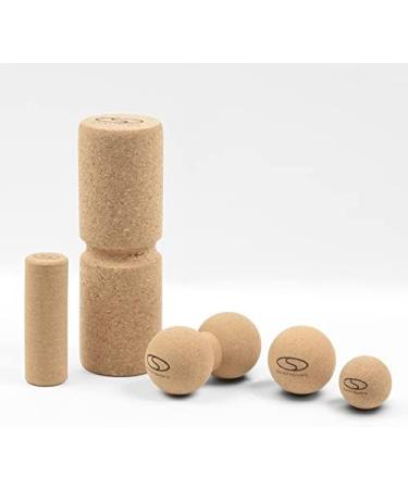 SMJ Cork Fascia Roll Set | 6-Piece Massage & Recovery Kit with Gym Bag | Eco-Friendly Cork Massage Roller Ball & Peanut Double Ball - Buy Online on GoSupps.com
