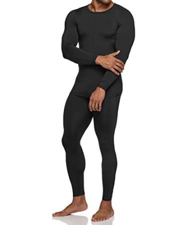 TSLA Men's Thermal Underwear Set, Microfiber Soft Fleece Lined Long Johns, Winter  Warm Base Layer Top & Bottom Soft Micro Fleece Black X-Large