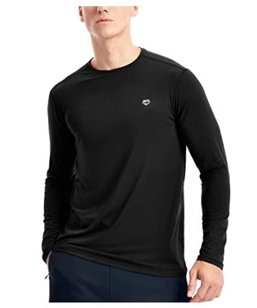 Zengjo Mens Base Layer Shirt Long Sleeve Athletic Running T Shirts Lightweight Undershirt X-Small Black