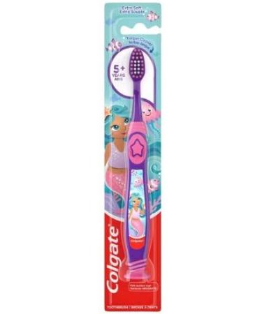Colgate Mermaid Toothbrush with Suction Cup for Children 5+ Years Old Extra Soft (Colors Vary) - 1 Count