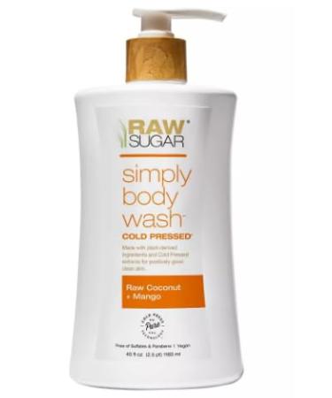 Raw Sugar Body Wash Pump Raw Coconut + Mango 40 fl oz | Nourishing & Exfoliating + Includes Coordinated Loofah - Buy Online on GoSupps.com