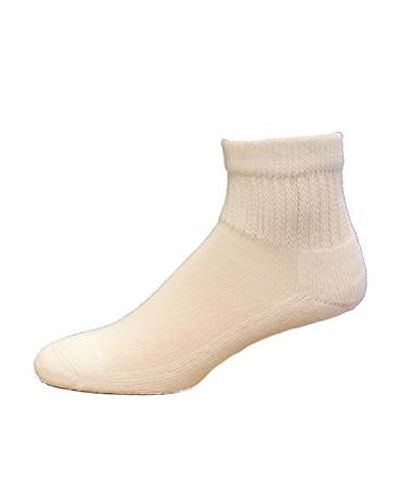MediPeds Women's Diabetic Quarter Socks with Non-Binding Funnel Top 7-10 White