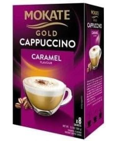 Mokate Gold Cappuccino Selection of 5 flavours Caramel Classic Hazelnut Vanilla Unsweetened 5x 8 Sachets - Buy Online on GoSupps.com