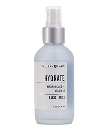 Valjean Labs Face Mist - Hydrate | Hyaluronic Acid + Vitamin B5 | Helps to Hydrate and Plump Skin and Restore Elasticity | Paraben Free, Cruelty Free, Made in USA (4 fl oz) Hydrate 4 Fl Oz (Pack of 1)