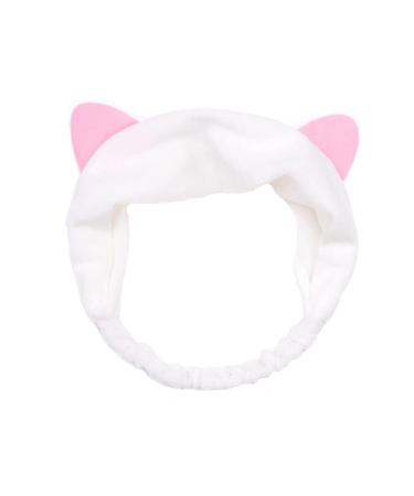 Haobase 1pcs Headband Hairbands With Cat Ear For Face Washing Or Makeup (White)