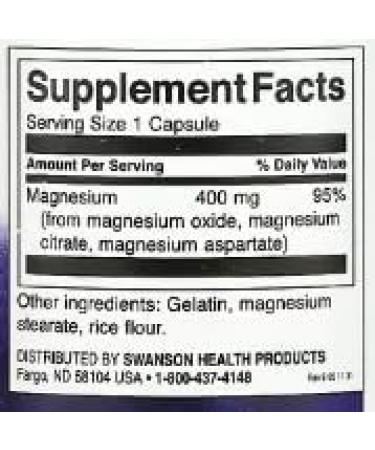 Swanson Triple Magnesium Complex 400mg - 300 Capsules | Highly Absorbable Supplement for Muscle & Nervous Health - Buy Online on GoSupps.com