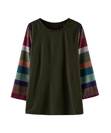 Kids Girls Fashion Top Shirt Color Block Striped Casual Tunic Top Long Sleeve Loose Crewneck Blouse T-Shirt Tee Training Bra Green 6-7 Years