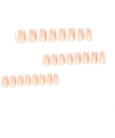 French Tip Press on Nails - Short Square Press On Nails with Nail Tips White edged nake skin colour fake nails press on nails Acrylic False Nails Cute Artificial Nails - Buy Online on GoSupps.com