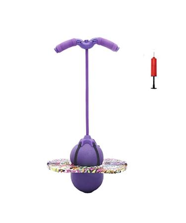 BoterLun Pogo Jumper with Handle, Pogo Ball Pogo Stick with an Air Pump,Trick Board Balance Board for Kids Ages 6 & Up and Adults, Purple