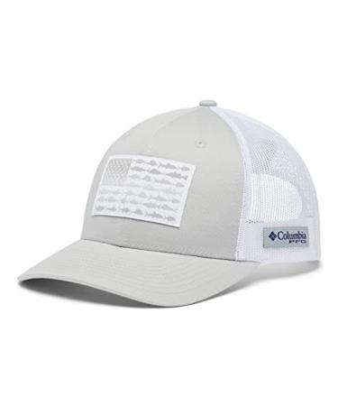 Columbia PFG Fish Flag Mesh Snap Back-High Cool Grey, White One Size