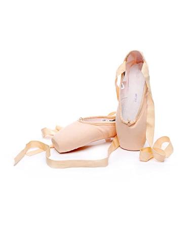 BININBOX Girl's Canvas Ballet Dance Toe Shoes Professional Satin Pointe Shoes 13 Little Kid Canvas Pink