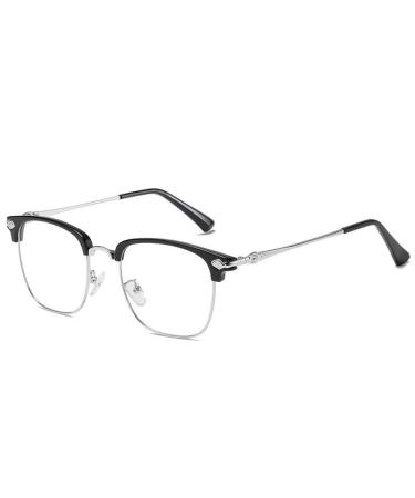 PARWANA Classic Anti Glare Reading Glasses Eyewear Computer Readers Anti Blue Light Flat Light Mirror for Women/Men +200 Silver