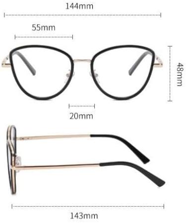 Parwana Oversized Cat Eyes Reading Glasses for Women - Anti Blue Light Anti Glare +350 Presbyopic Black - Buy Online on GoSupps.com