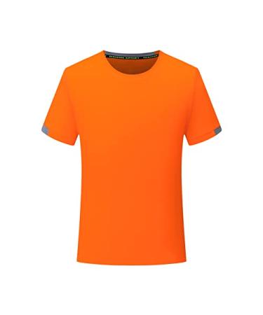Doomiva Kids Boy's Compression Shirts Quick Dry Sports Shirt for Running Jogging Basketball Short Sleeve Tee Orange 11-12 Years
