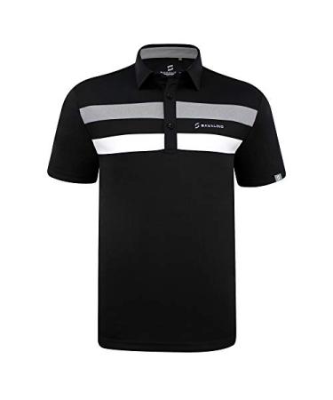 SAVALINO Men's Polo Shirts Material Wicks Sweat & Dries Fast, Size S-5XL 5X-Large Black