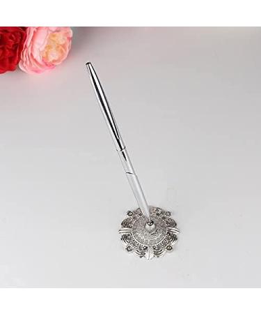 NAA Chris-Wang Guest Signing Pen with Hollow Out Sign in Pen Holder Stand Set for Wedding Bridal Party (Silver) - Buy Online on GoSupps.com