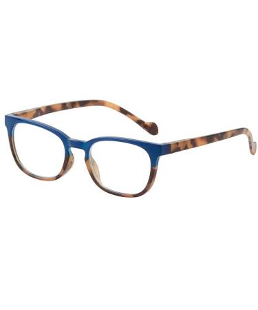 Dallas Reading Glasses Stylish Unisex Prescription Quality Readers Anti-Reflective coating Spring hinges Comfortable Oval reader Tortoise and Navy 1.75