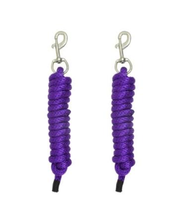 2 Pack of 8ft Poly Lead Ropes for Horse & Livestock Halter Ropes with Sturdy Heavy Duty Bolt Snap (Purple)