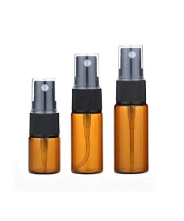 12 x Amber Glass Bottles with Black Nozzle & Clear Cap - Ideal for Makeup Perfume Cosmetics & Samples | International Shipping Available - Buy Online on GoSupps.com