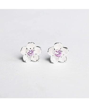 Ear Stud Earrings for Women Purple Powder Cherry Crystal Ear Clips Small Fresh Simple Temperament Female Ear Pin Party Gift e Ear Studs - Buy Online on GoSupps.com