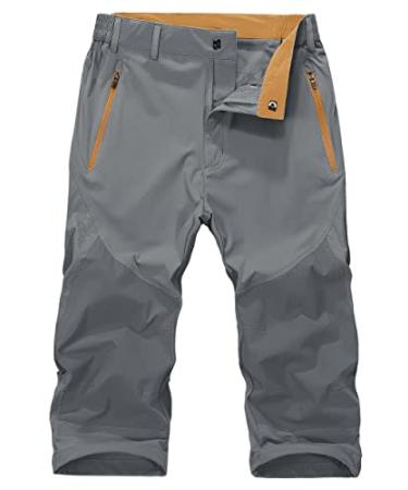 MAGNIVIT Men's 3/4 Capri Pants Below Knee Quick Dry Lightweight Hiking Cargo Long Shorts(No Belt) Grey 38
