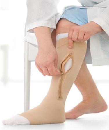 UlcerCare Zippered Unisex Open Toe Knee High Support Sock Size: 2X-Large Leg: Left