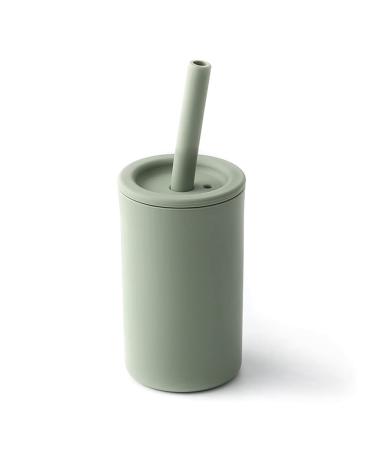 Topgomes Toddler Straw Cup  Food Grade Silicone Training Cup for Baby  Come with Straw Brush  BPA Free  7 oz (Sage)