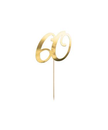 Schnooridoo Cake Topper Cake Decorating Cake Decoration Wedding Birthday (Number 60 gold)