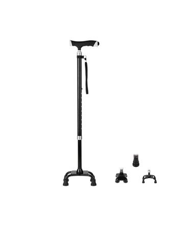 Elderly Cane Old Man's Four-Legged Cane Multifunctional Crutches Lighted Cane Multi-Legged Interchangeable Crutches Retractable Walking Stick Aluminum Crutches Elderly Walker It's so Kind of You Black