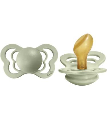 BIBS Pacifiers - Couture Collection | BPA-Free Baby Pacifier | Made in Denmark | Set of 2 Sage Color Premium Soothers | Size 6-18 Months