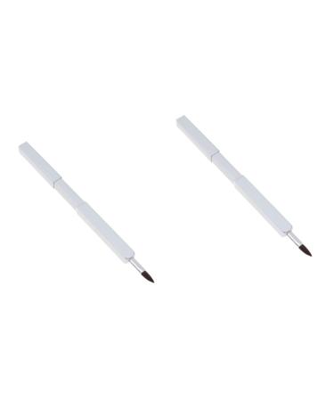 FRCOLOR 2pcs Lip Makeup Brush Lip Brush Applicator Lipstick Brush Applicator White Makeup Handy Lip Brush Makeup Tool Kit Lipstick Applicator Travel Metal Rod Make up