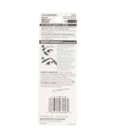 CoverGirl Easy Breezy Brow Fill+Define Pencils 505 Rich Brown - Pack of 12 - Buy Online on GoSupps.com