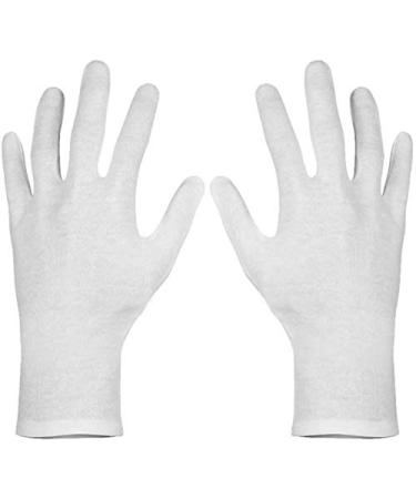 Paxcoo 12 Pairs XL White Cotton Gloves for Dry Hand Moisturizing Cosmetic Eczema Hand Spa and Coin Jewelry Inspection