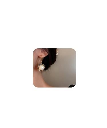 JWICOS Lustrous Faux Pearl Rhinestone Dangle Earrings for Prom or Party Boho Gold Beaded Hoop Cuff Earrings for Women