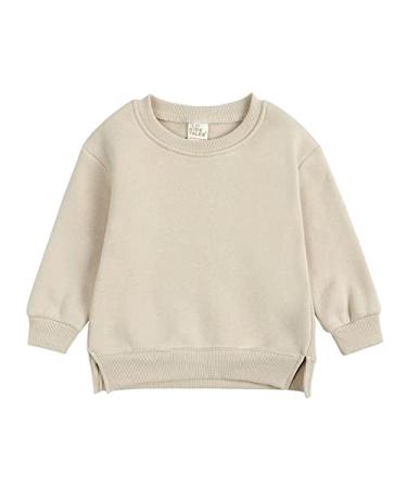 Children's Sweatshirt Pullover Fleece Top Coat Babies Plus Solid Color Girls Tops Toddler Tank Tops Girls Beige 2-3T
