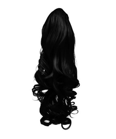 Ponytail Claw Clip - Jet Black - Wavy - 22in / 56cm - 200g - Heat Resistant Hair Extension