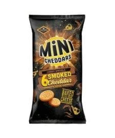 Jacob's Mini Cheddars Smoked Cheddar Flavour Baked Snacks 6 x 23g | Baked with Real Cheese | No artificial colours or flavours | Premium product