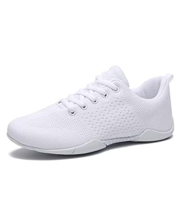 LANDHIKER Cheer Shoes Girls White Dance Shoes Youth Cheerleading Fashion Sports Shoes Training Athletic Comfortable Shoes Flats Girl 4.5 Big Kid Grils/Size