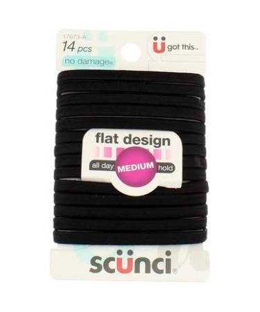 Scunci No-Damage Comfort Black Hair Ties 14-Pieces (3-Pack) | Flat Design, All-Day Hold - Buy Online on GoSupps.com