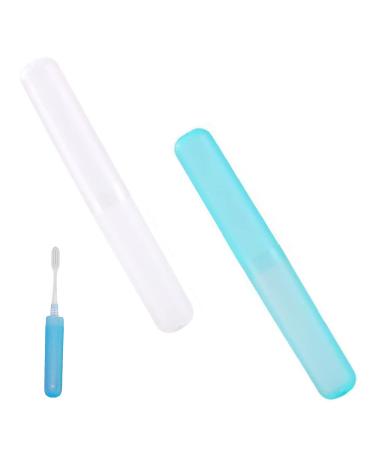 2 pieces of toothbrushes toothbrush box toothbrush head protective cover toothbrush container portable toothbrush cover suitable for travel family blue and white - Buy Online on GoSupps.com