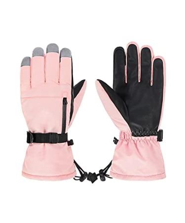 Century Star Snow Gloves for Kids Womens Mens Girls Boys Winter Gloves Waterproof Youth Ski Gloves Touchscreen Sport Mittens XS(Fit Kids 6-8 years) Pink