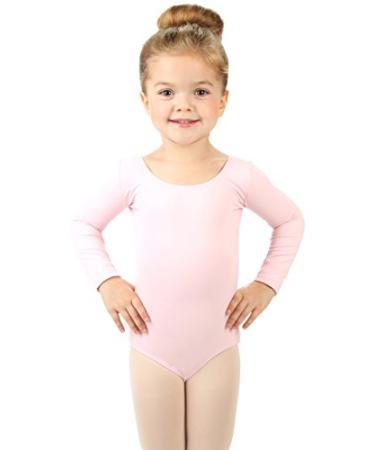 Elowel Gymnastics Leotards for Girls - Long Sleeve & Scoop Neck Leotard for Girls Dance 2-4 Pink