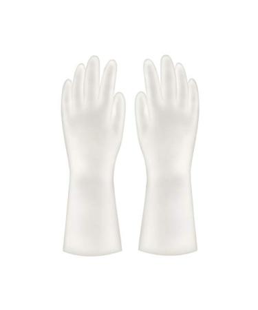 Gloves Transparent White Household Washing Dishes and Clothes Waterproof Plastic Household Cleaning Non Slip Durable high Temperature Resistant Thin Gloves Purewhite-noprinting