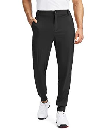 Soothfeel Men's Golf Joggers Pants with 5 Pockets Slim Fit Stretch Sweatpants Running Travel Dress Work Pants for Men 01-black Large