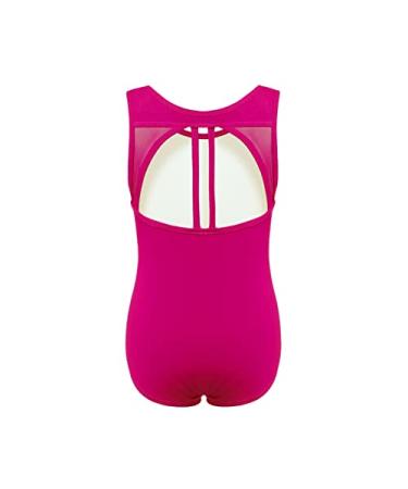 Phineein Girls Sleeveless Ballet Gymnastics Leotards Kids Athletic Crisscross Mesh Back Dancewear Unitards Plum 10/12