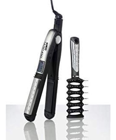 Conair CS31L Limited Edition Swarovski Crystal Infiniti Instant Heat Ceramic Straightener with Tourmaline Ceramic Vent Brush Black/Silver 1 Inch